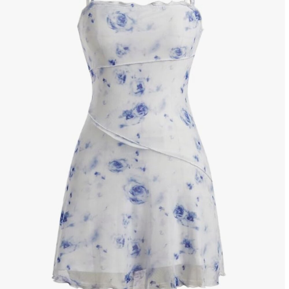 MilkMaid Women's Casual Sundress Sleeveless Floral Print Spring Summer Mini Cami